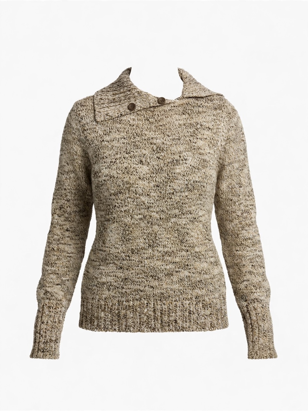 liz & co. Marled Knit Cowl Neck Sweater in Cream and tan
